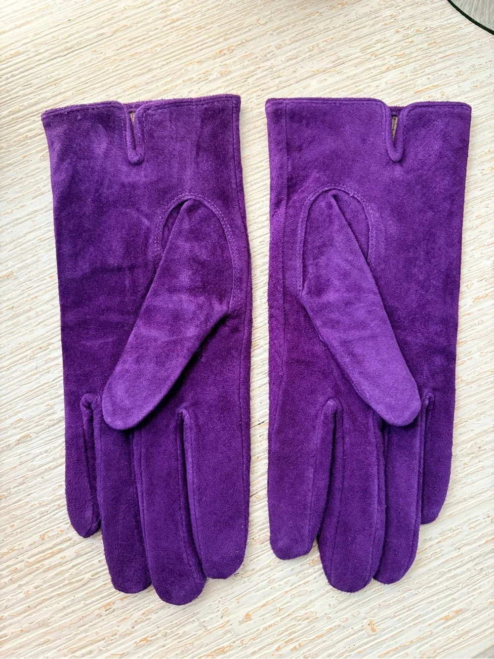 VTG Dents Purple Suede Gloves Size L